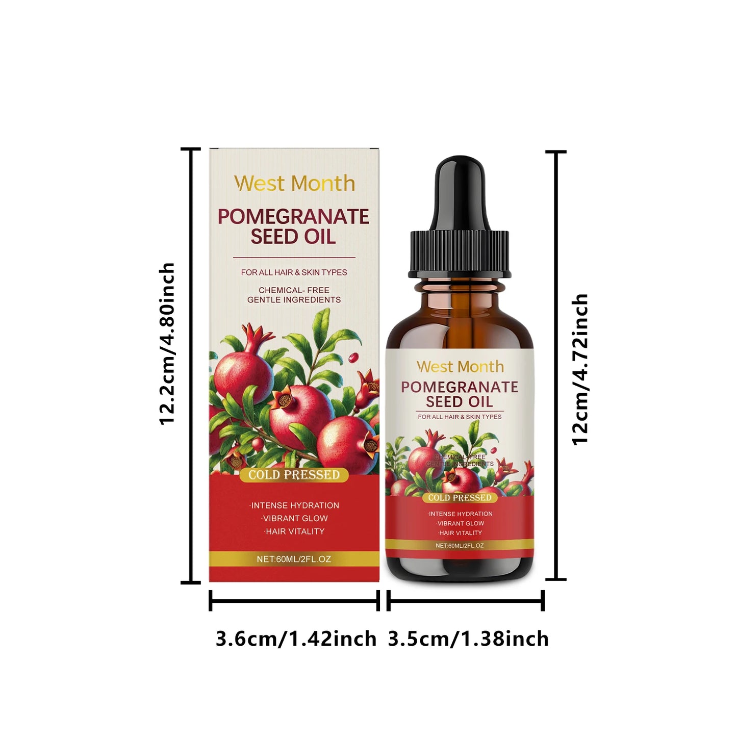WEST MONTH 60ml Pomegranate Seed Oil | Moisturizing Body Skin Care