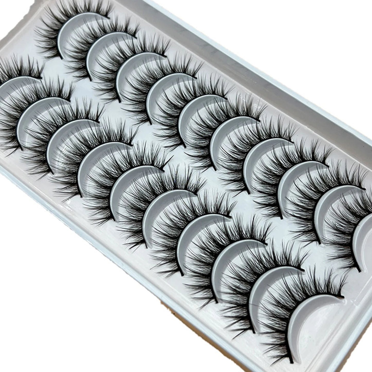 10 Pairs Natural Fluffy False Eyelashes Wispy Lashes 3D Volume Strip Lashes D Curl Fake Eyelashes with Clear Band Eye Lashes Peaceful Pleasures Health and Wellness style 5