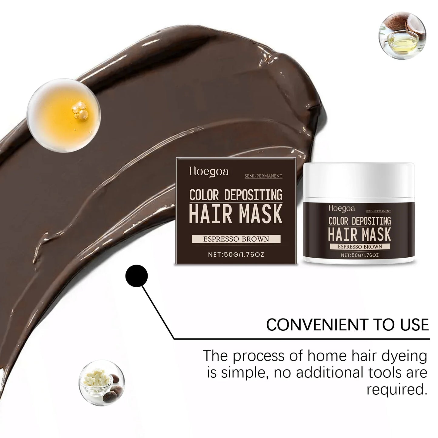 HOEGOA Brown Hair Dye Cream – Natural, Long-Lasting Color