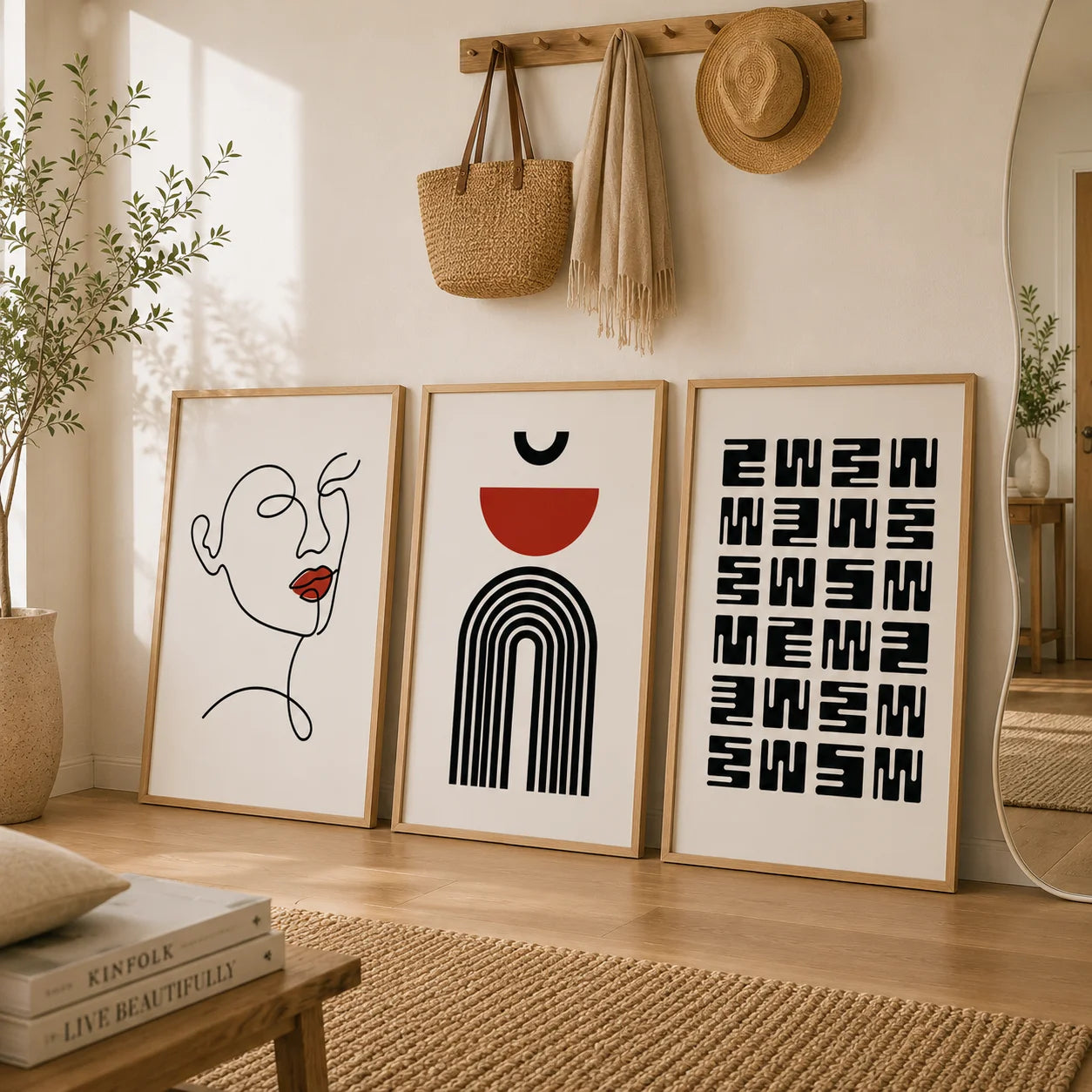 Abstract Wall Ar Fashion Woman Geometric Line Canvas Painting Modern Minimalist Poster Print for Living Room Bedroom Wall Decor Peaceful Pleasures Health and Wellness