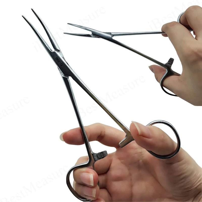 1pc Stainless Steel Hemostatic Forceps Surgical Forceps Tool Hemostat Locking Clamps Forceps Fishing Pliers Curved/Straight Tip Peaceful Pleasures Health and Wellness