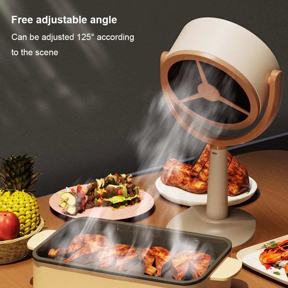 Desktop Mini Portable USB Charging Range Hood Strong Suction Oil Fume Extractor 125° Adjustable for Indoor BBQ/Hot Pot Peaceful Pleasures Health and Wellness