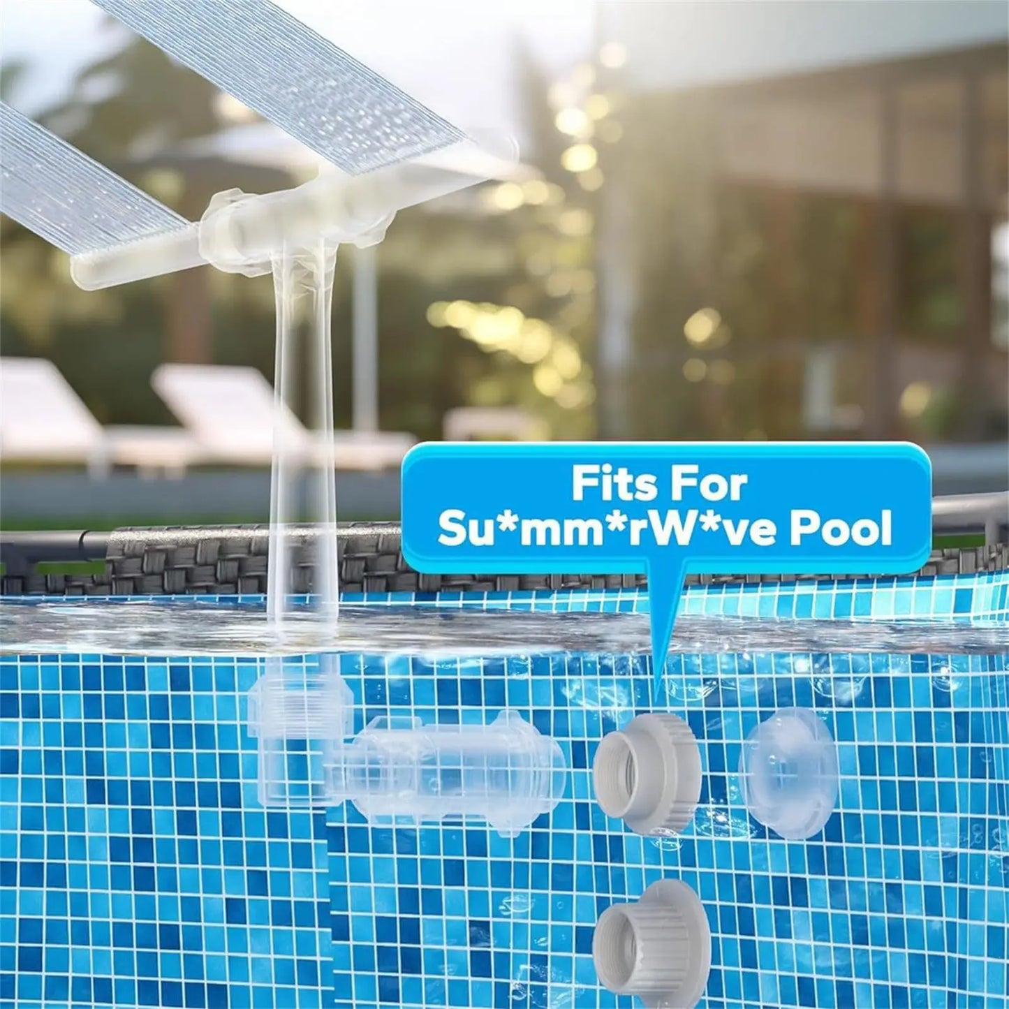 Pool Fountain Adapter For SummerWave And Funsicle Durable ABS Plastic Easy Installation Strong Water Flow Peaceful Pleasures Health and Wellness