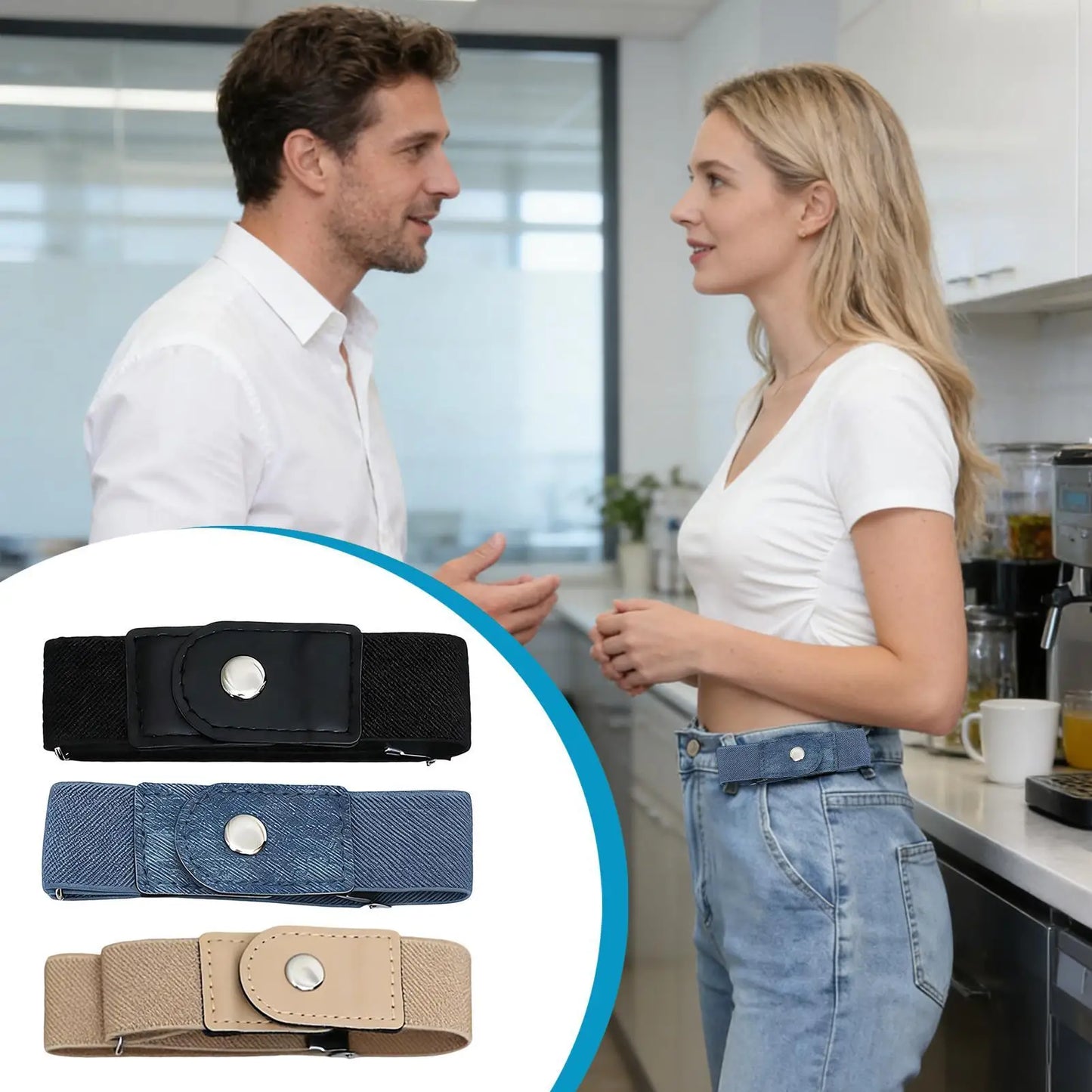 No Buckle Elastic Waistband Belt – Adjustable Unisex Fit