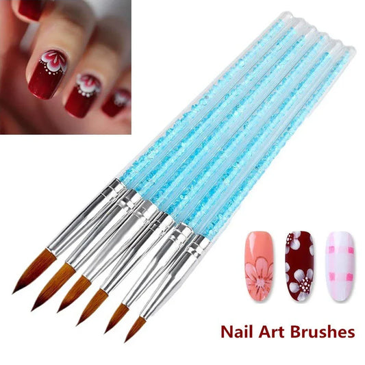 6-Piece Nail Art Brush Set – Acrylic UV Gel Glitter Painting Pens with Storage Box Nail Art Tools Peaceful Pleasures Health and Wellness