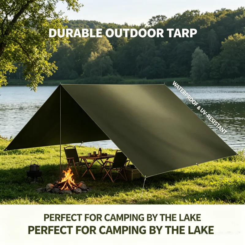 Multifunctional Waterproof Camping Tarp Outdoor Shelter Rain Fly Sunshade Ground Mat Car Awning for Hiking Beach Picnic Peaceful Pleasures Health and Wellness