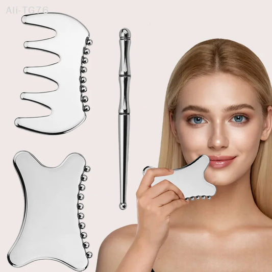 Stainless Steel Gua Sha Facial Massage Tool | Lifting Board Gua Sha Facial Tool Peaceful Pleasures Health and Wellness