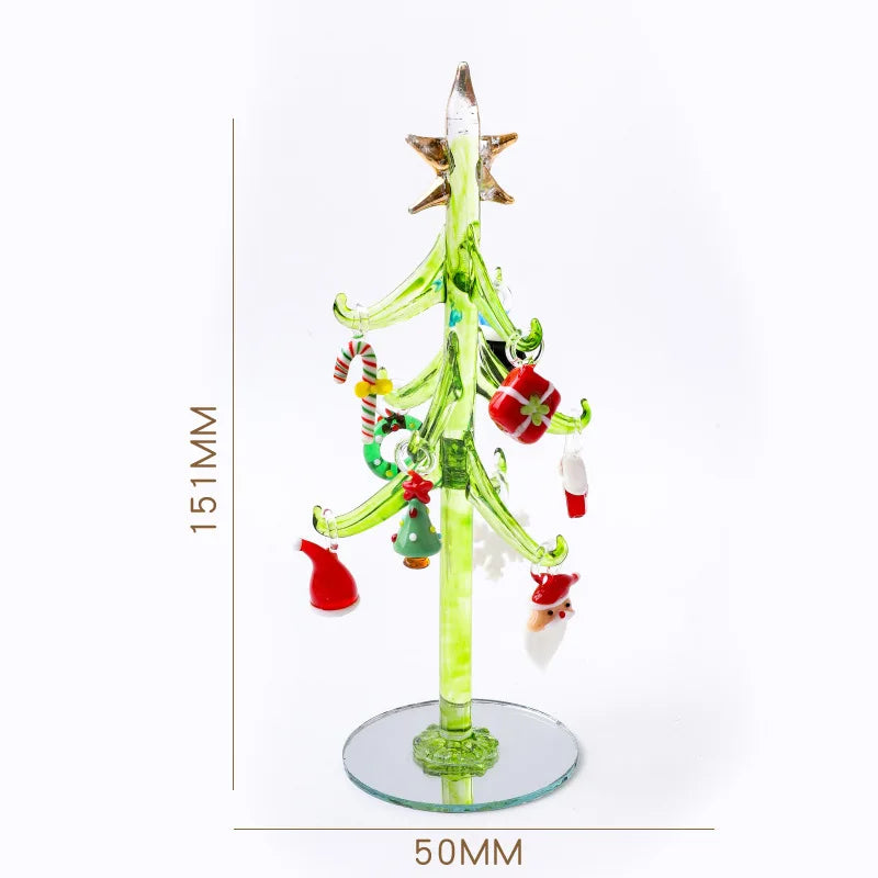 Glass Crystals Christmas Tree Figurine Statue Table Ornaments