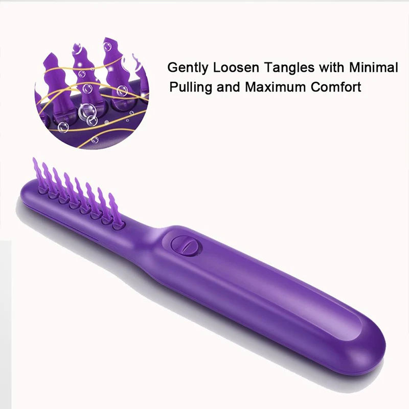 Multi-Functional Electric Detangling Brush Wet Dry Hair Comb for Hair Care Metal Handle Plastic Material for Household Hotel Use Peaceful Pleasures Health and Wellness