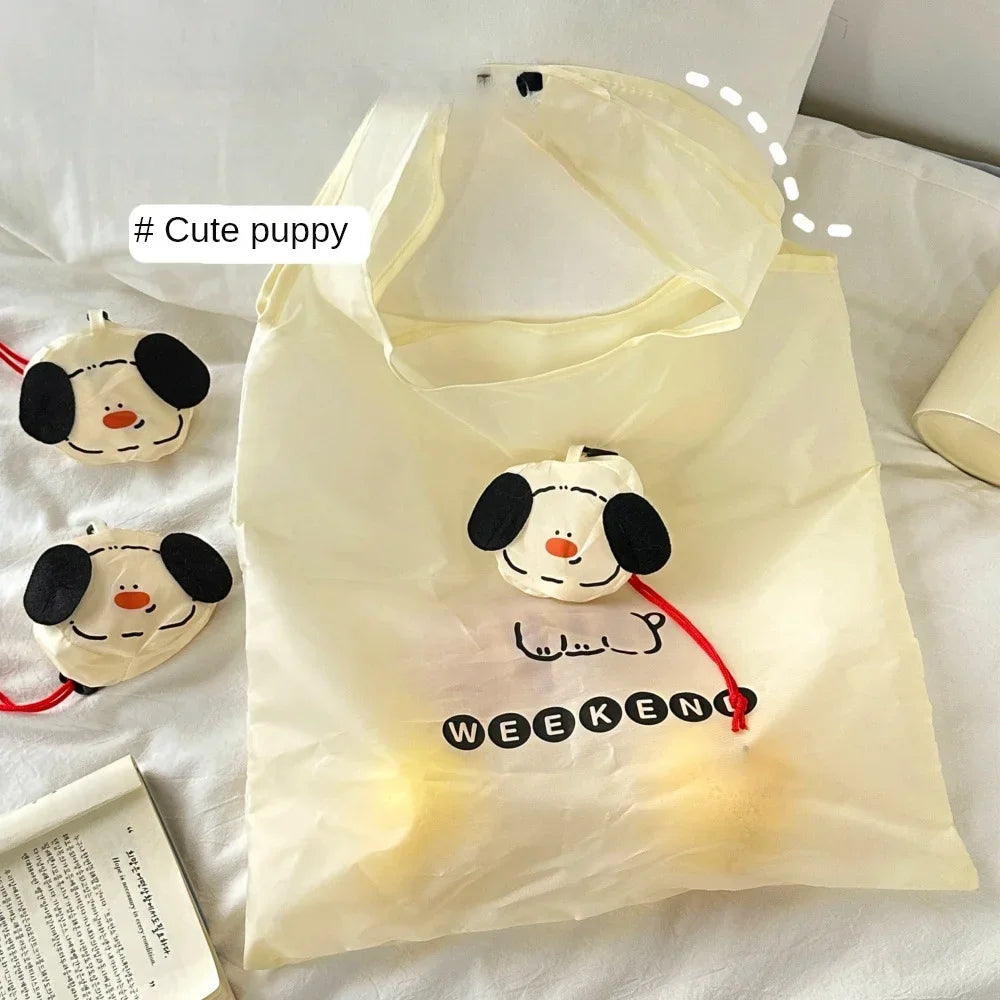 Cute Dog Reusable Grocery Tote Bag – Foldable & Washable