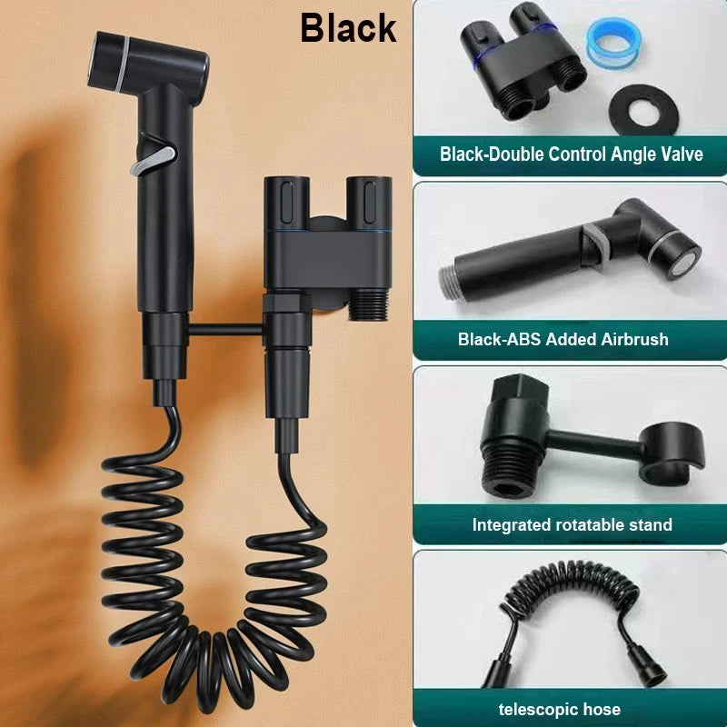 Wall-Mounted Double Outlet Bidet Sprayer & Angle Valve Kit