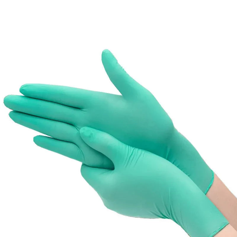 Disposable Nitrile Gloves Multi-color Auto Repair Food-grade Nitrile Gloves Thickened Durable and Comfortable 50pcs/100pcs Peaceful Pleasures Health and Wellness green-100pcs M