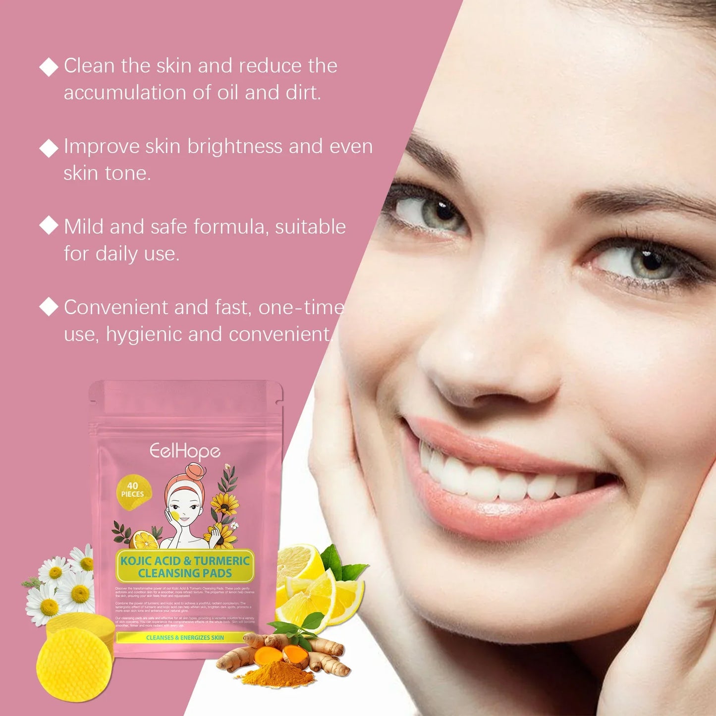 Turmeric & Kojic Acid Facial Cleansing Pads 40 Pcs