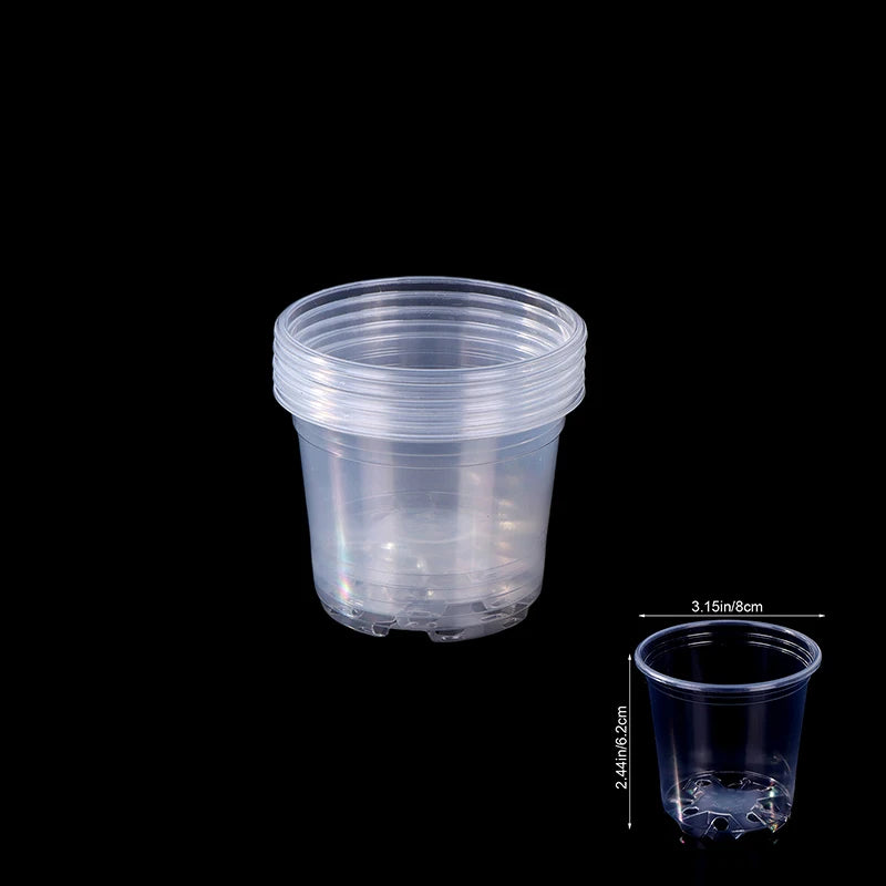 5 Pieces 6 Sizes 3/3.5/4/5/6/7 Inches Greenhouse Transparent Plastic Flowerpot Drainage Hole Pot Breathable Nursery Flower Pot Peaceful Pleasures Health and Wellness A-3Inches
