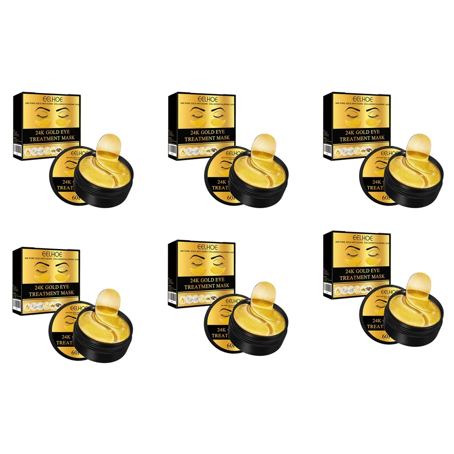 24K Gold Collagen Eye Mask – Dark Circles & Anti-Aging (60 Pcs)