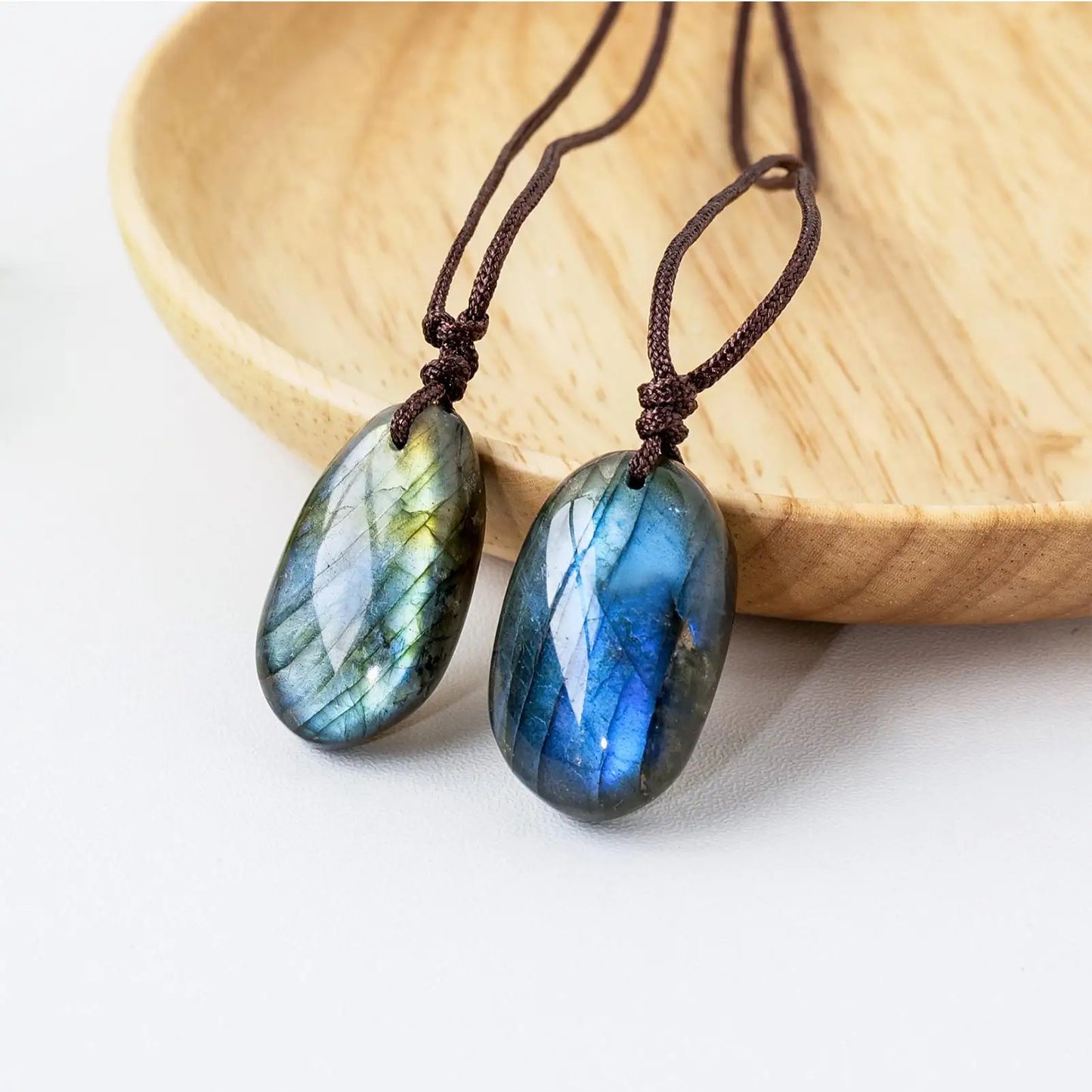 Blue Labradorite Moonstone Crystal Pendant Necklace | Boho