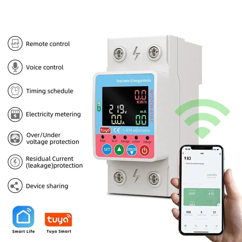 Y51A-WIFI Metering Circuit Breaker Switch Remote Control Two-Way Leakage Detection Overvoltage And Undervoltage Current Protecti Peaceful Pleasures Health and Wellness