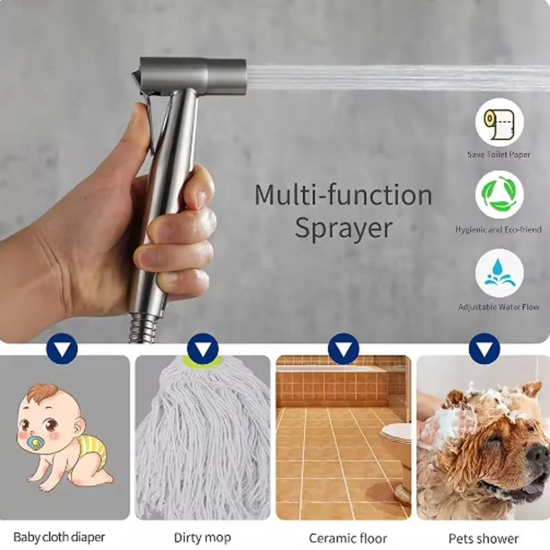 Stainless Steel Handheld Bidet Sprayer Set | Wall Mounted