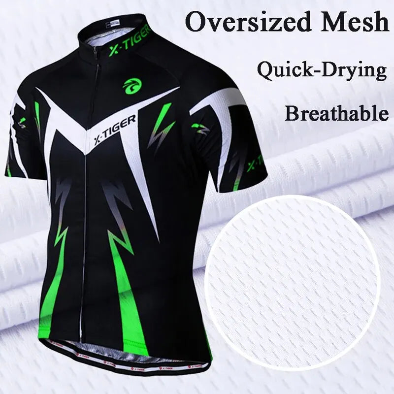 X-Tiger Pro Men's MTB Cycling Jersey – Quick-Dry Full Zip