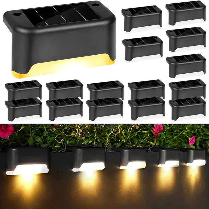 Solar LED Stair Lights Outdoor Waterproof Step Garden Lamps