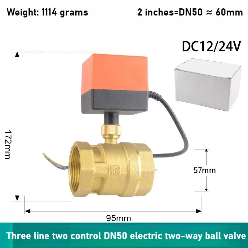 Copper Electric Ball Valve DN15–DN50 | 12V 24V 220V