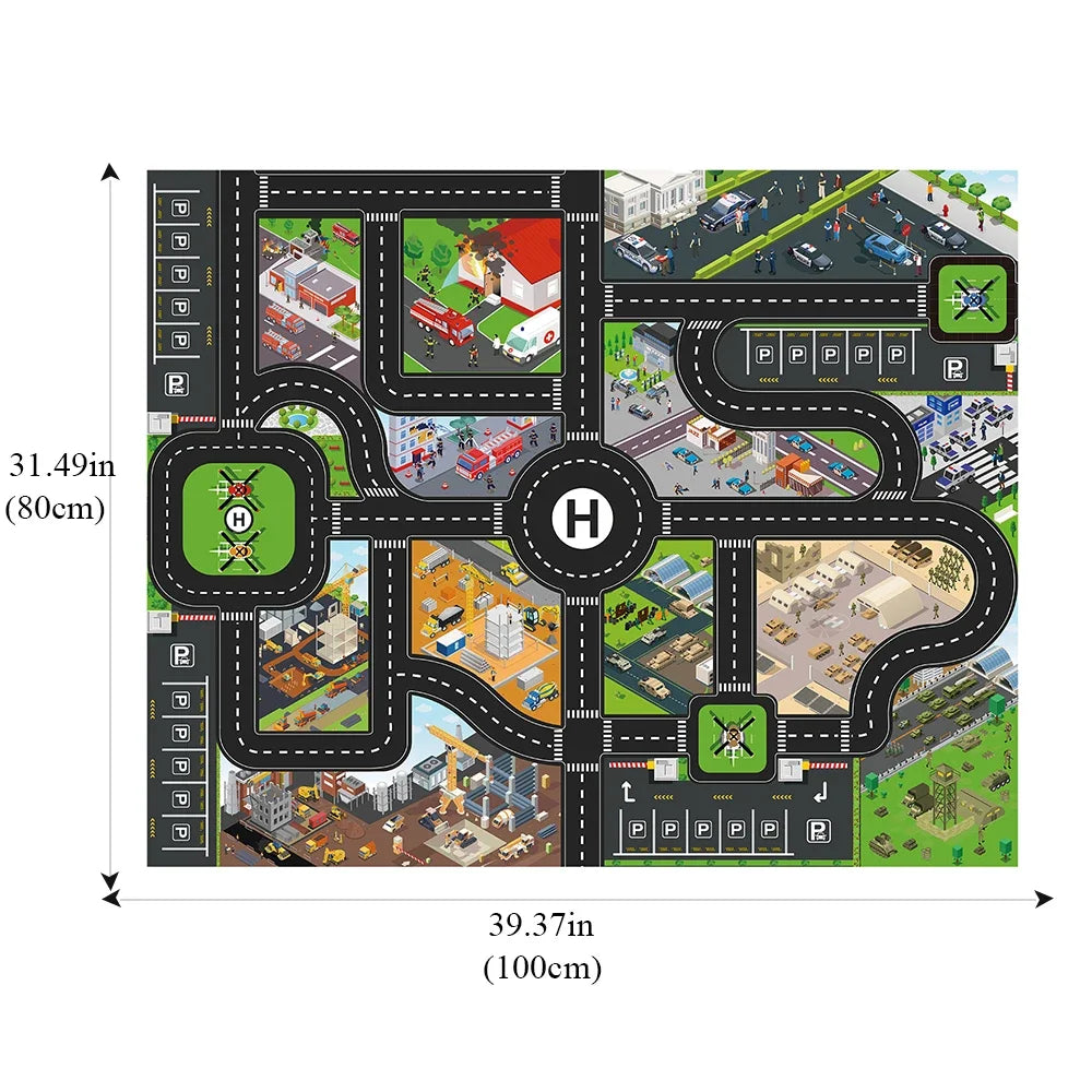 Large City Road Map DIY Scene Signs Car Parking Lot Game Children