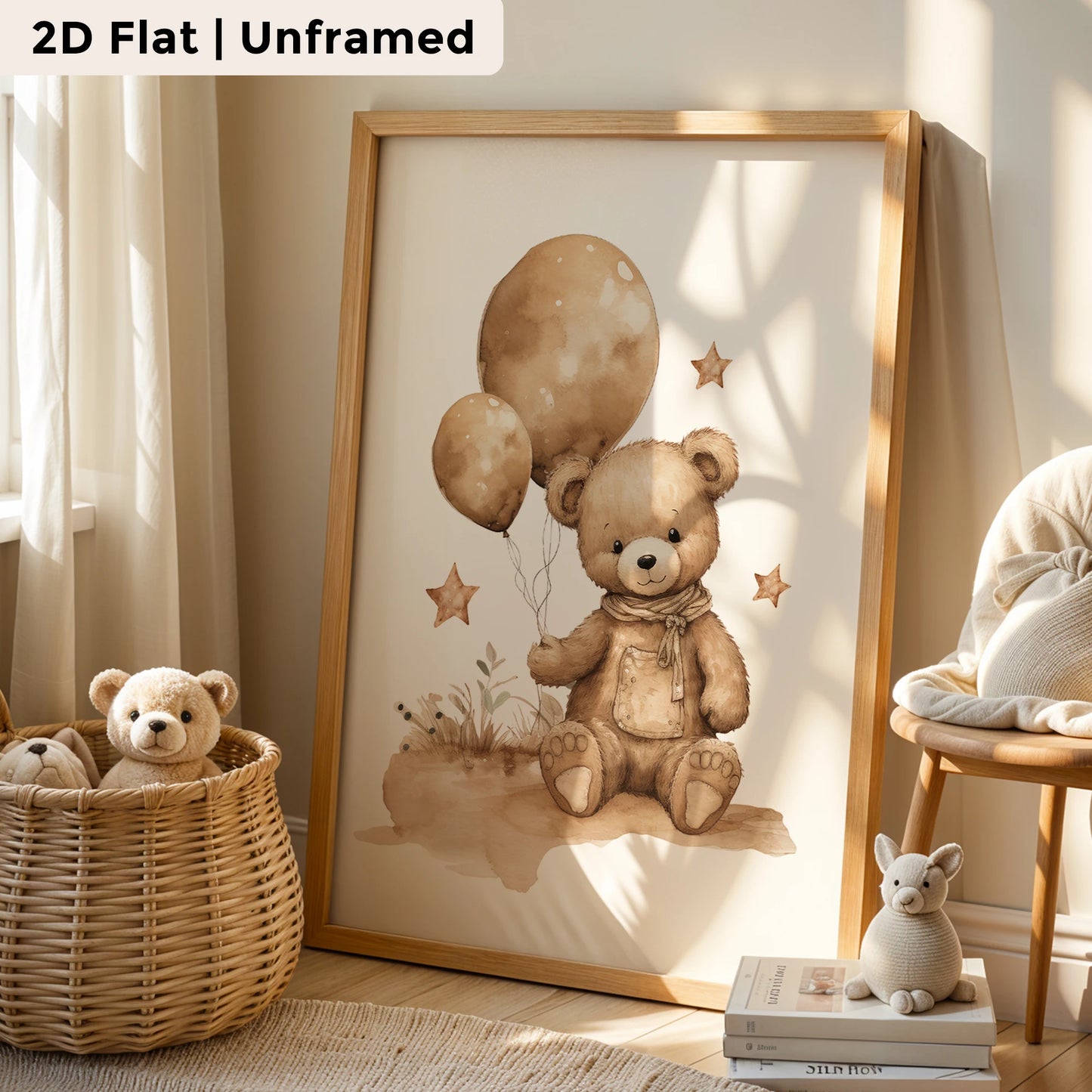 3-Piece Cartoon Yellow Bear Canvas Wall Art | Kids Room Decor