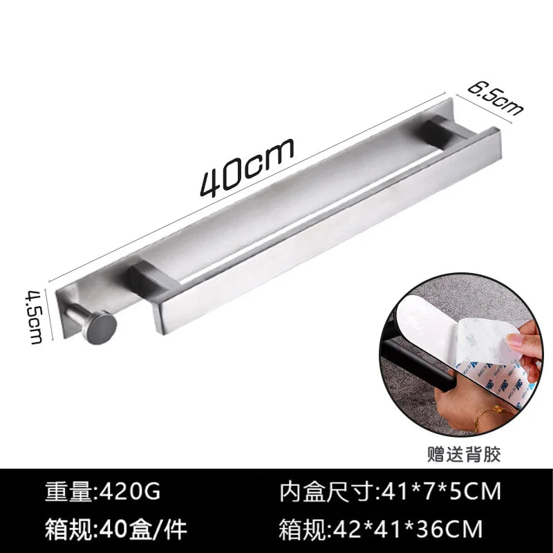 Stainless Steel Towel Rack No Need for Drilling or Nailing Single-pole Bathroom Hardware Towel Hanging Rack Creative Towel Bar Peaceful Pleasures Health and Wellness Silver