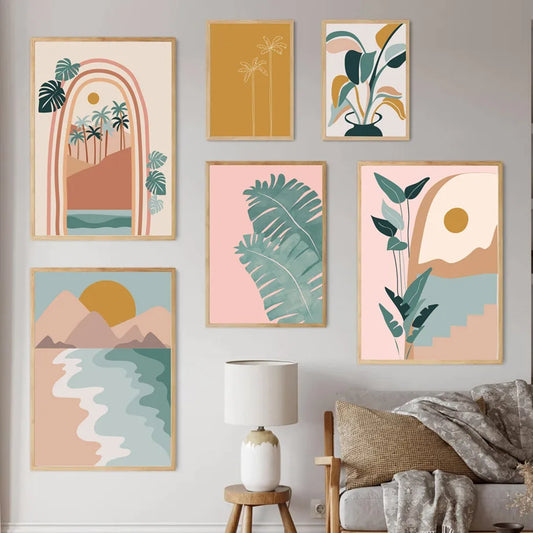 Boho Nature Canvas Wall Art | Abstract Botanical Print Canvas Wall Art Peaceful Pleasures Health and Wellness
