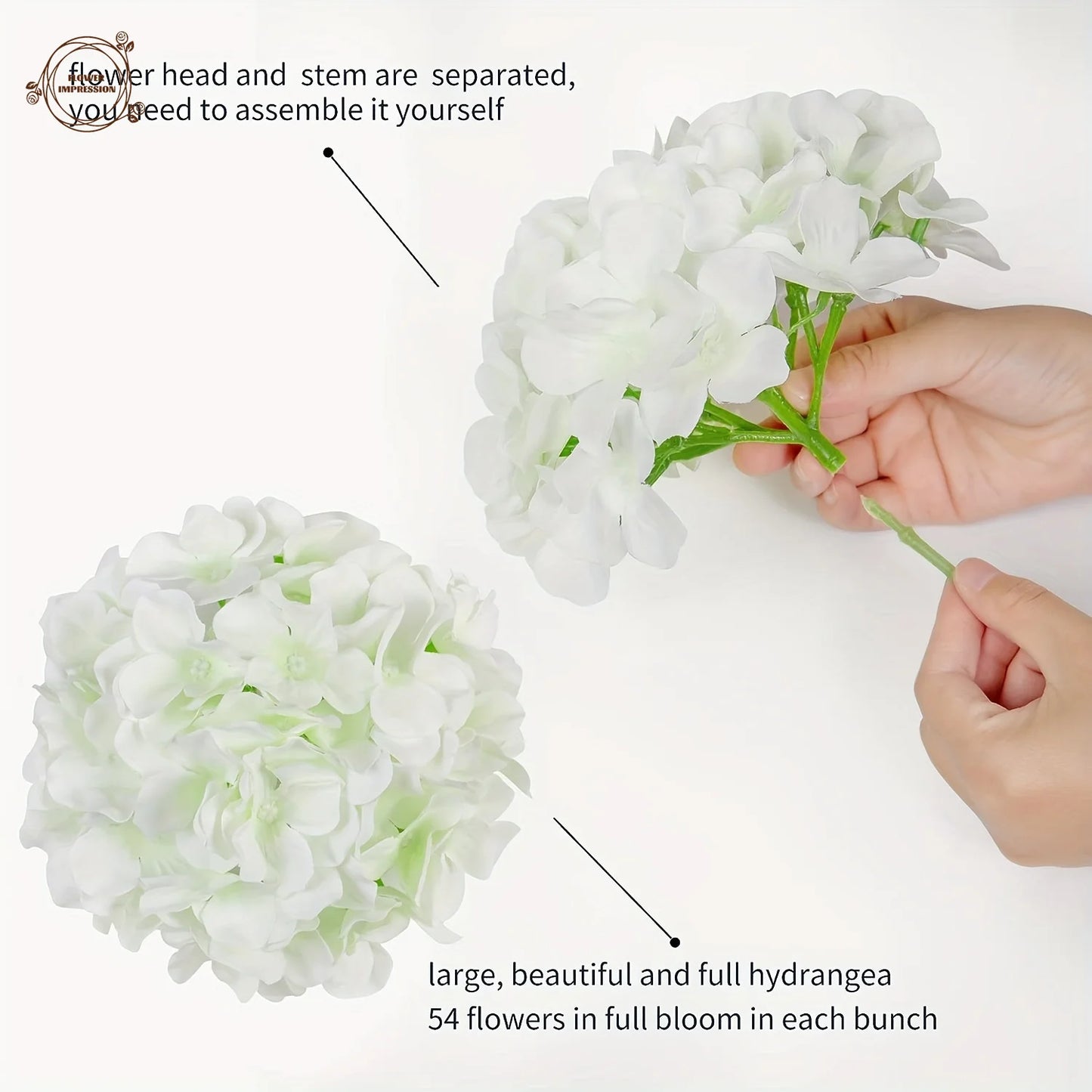 10pcs Silk Artificial Hydrangea Flowers with Stems | Wedding Decor