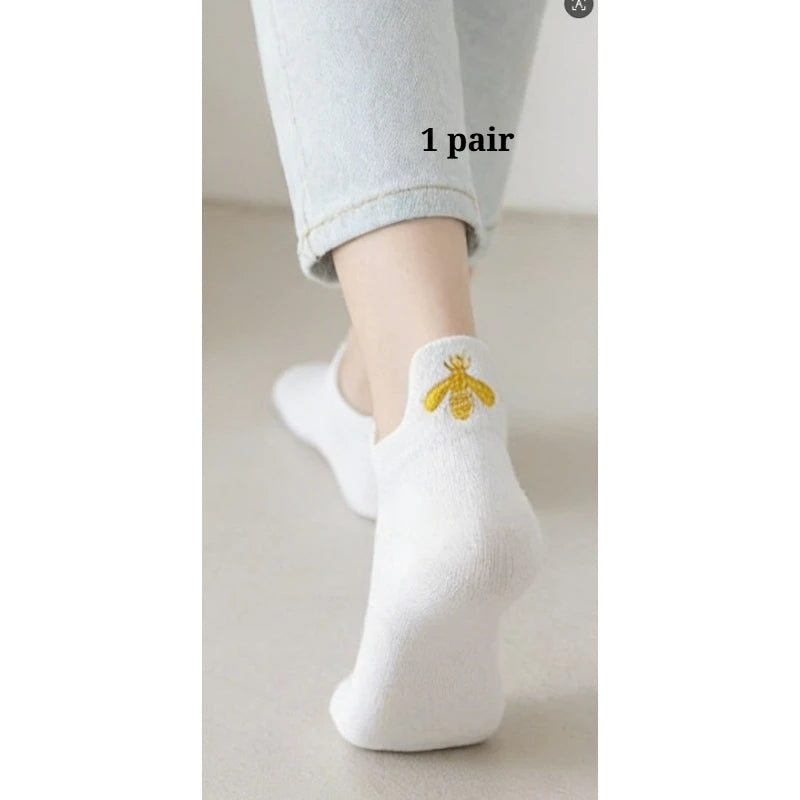 Women's Embroidered Ankle Socks | Japanese Low-Cut Style