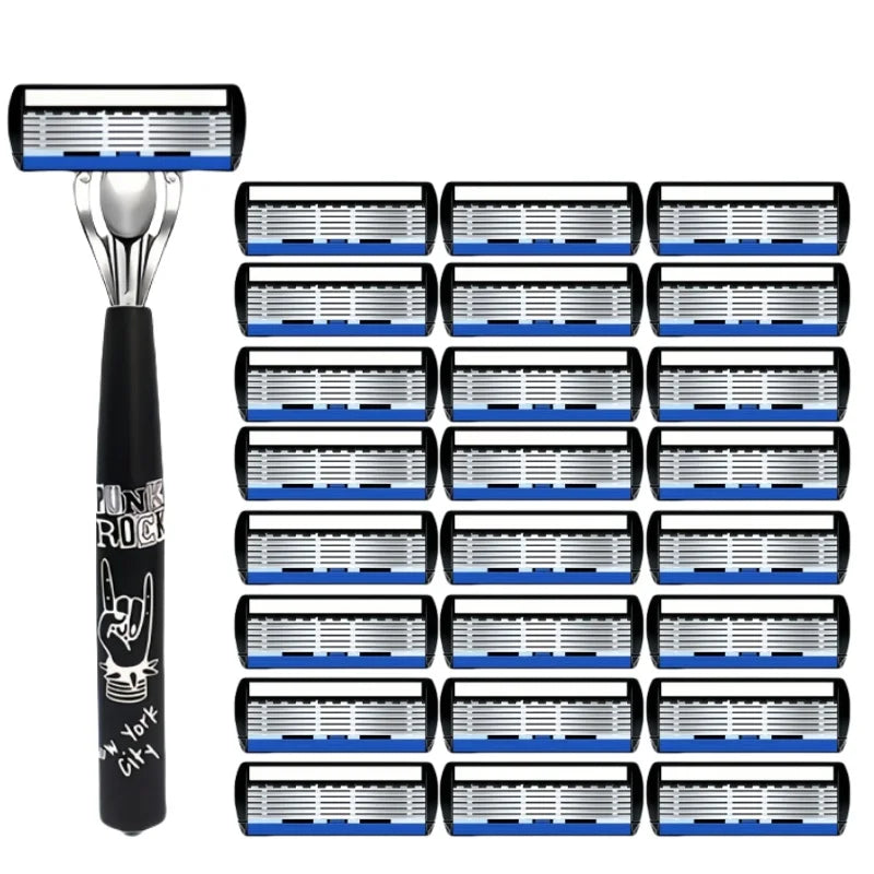 6-Blade Manual Safety Razor | Replaceable Head | Men & Women