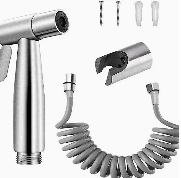 Baokemo Stainless Steel Portable Bathroom Outdoor Cleaning Booster Flushing Device Bathroom Seat Toilet Spray Gun shower set Peaceful Pleasures Health and Wellness 1set