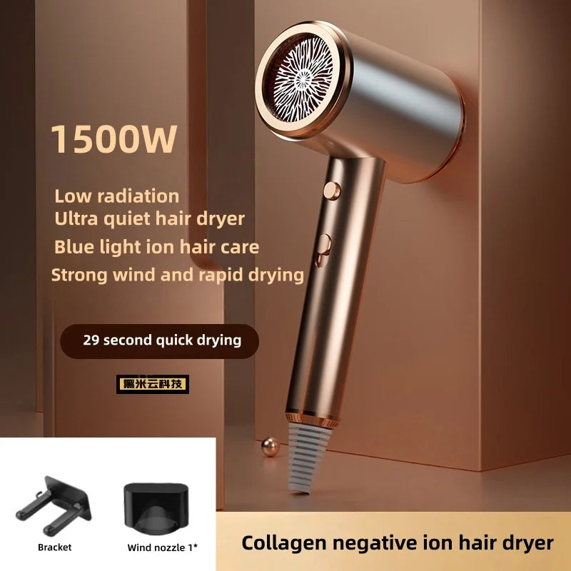 New Low Radiation Hair Dryer With UK/US/EU Plug, 29 Second Quick Drying, Ultra Quiet Blue Light Negative Free Hammer Hair Dryer Peaceful Pleasures Health and Wellness