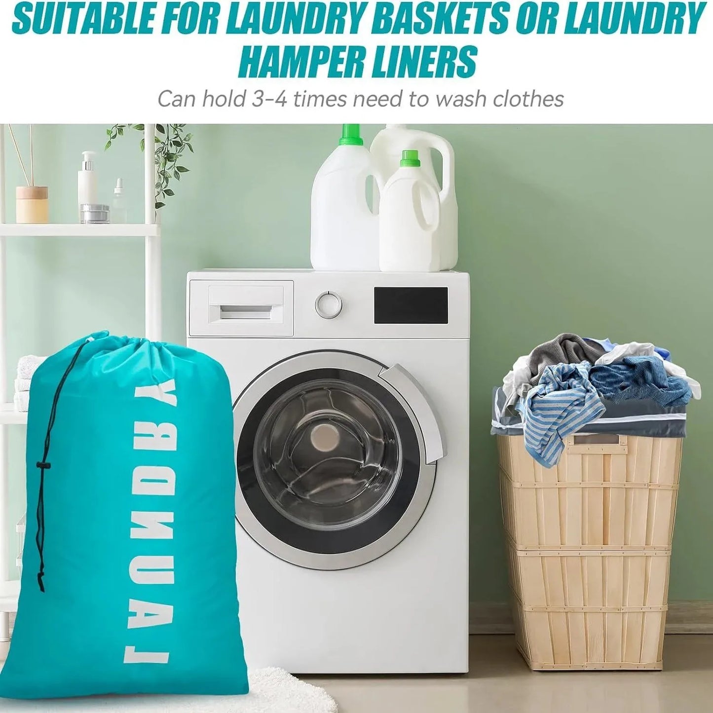 2 Pack XL Laundry Bag, Machine Washable Dirty Clothes Organizer, Large Enough to Hold 4 Loads of Laundry, 24" x 36" Peaceful Pleasures Health and Wellness