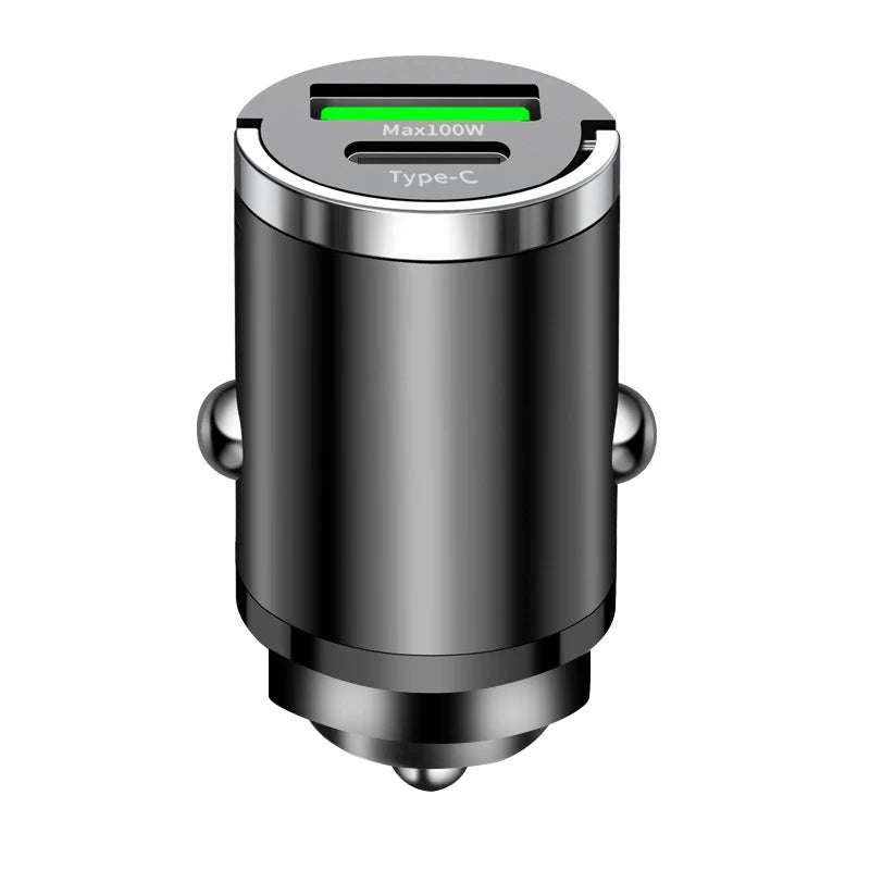 100W Dual USB Car Charger QC3.0 PD Fast Charging Adapter