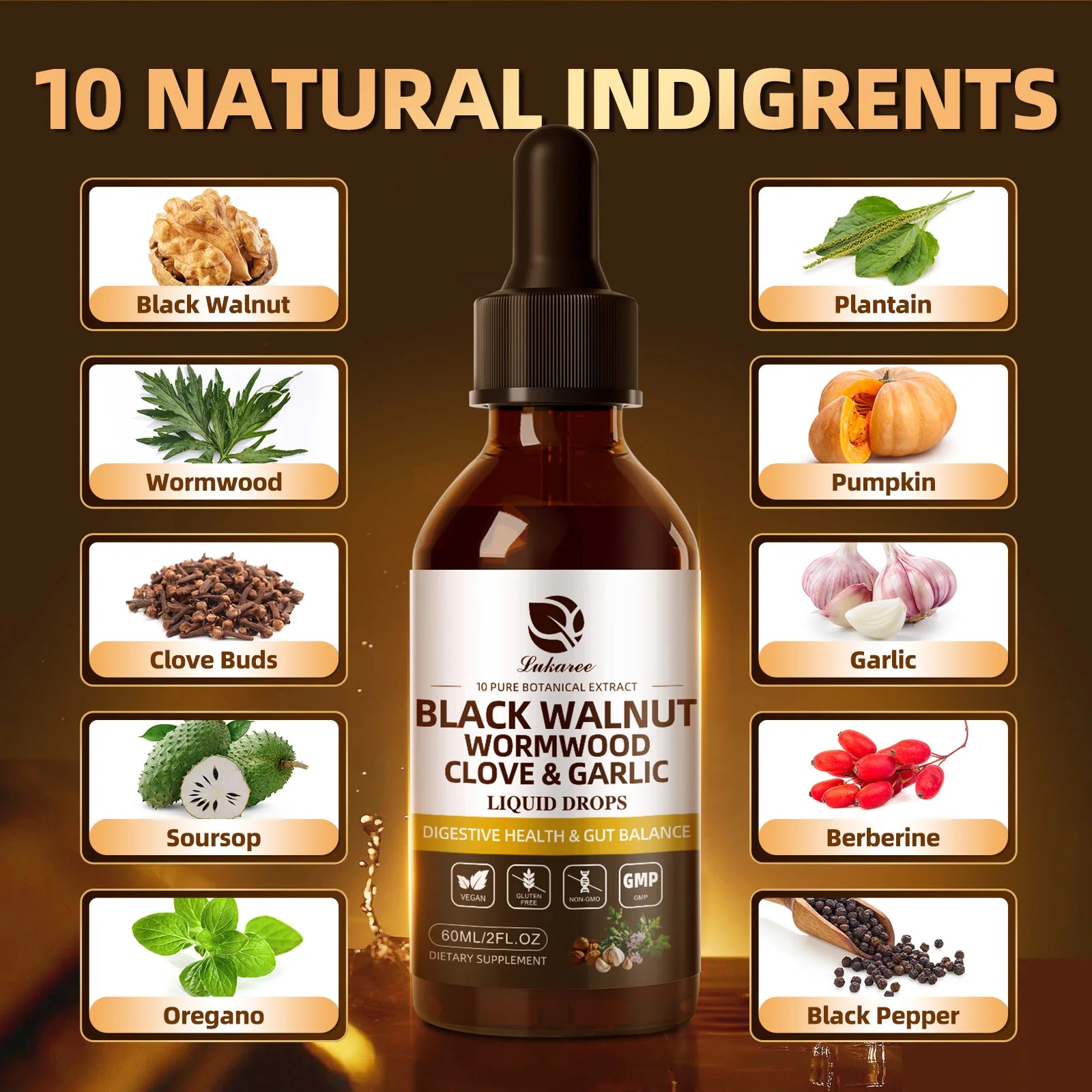 Black Walnut Drops with Wormwood, Clove & Garlic – Detox, Gut & Immune Support | 60ml Peaceful Pleasures Health and Wellness