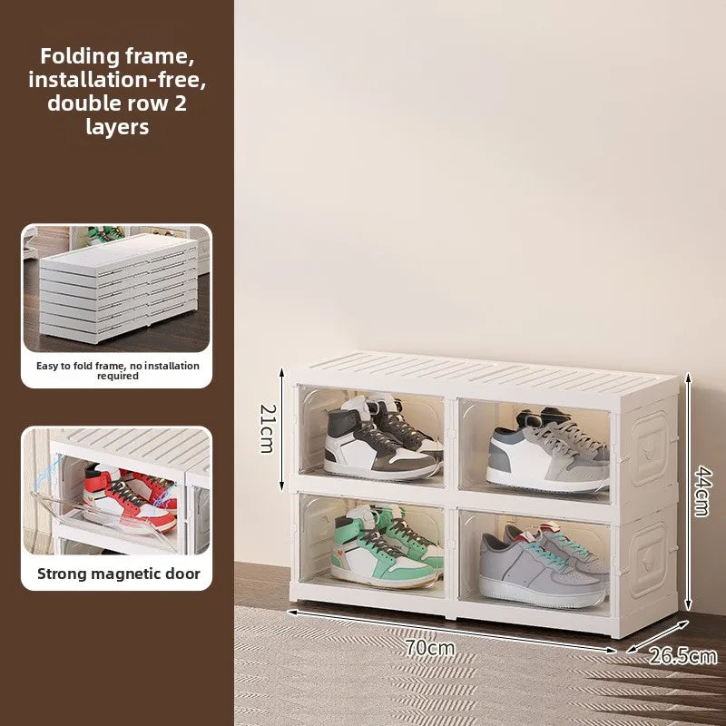 Upgraded Multi-Tier Clear Shoe Rack Heavy-Duty Unified Cabinet Large Capacity Transparent Dust-Proof Organizer for Home Entryway Peaceful Pleasures Health and Wellness Double 2 layers