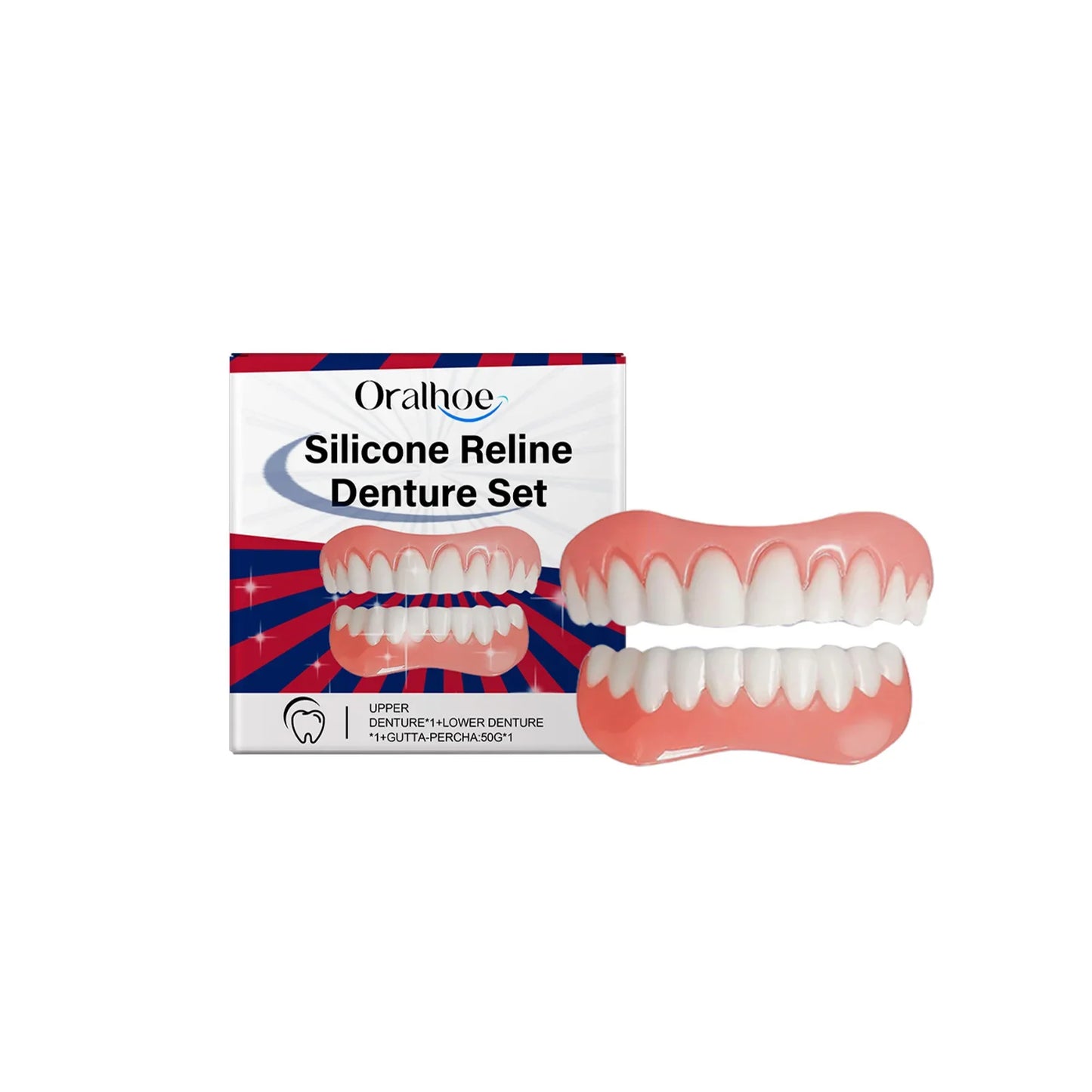 Silicone Denture Veneer Set – Adjustable Upper & Lower Fit