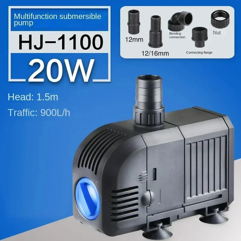 Fish Tank Quiet Frequency Circulating Filtration Pump 7/8/20/25/35/45/55W Multi-Function Submersible Aquarium Water Pond Pumps Peaceful Pleasures Health and Wellness 20W HJ-1100