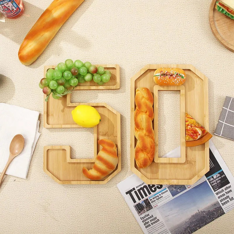 Wooden Digital Tray Home Party Birthday Decoration Dessert Plate