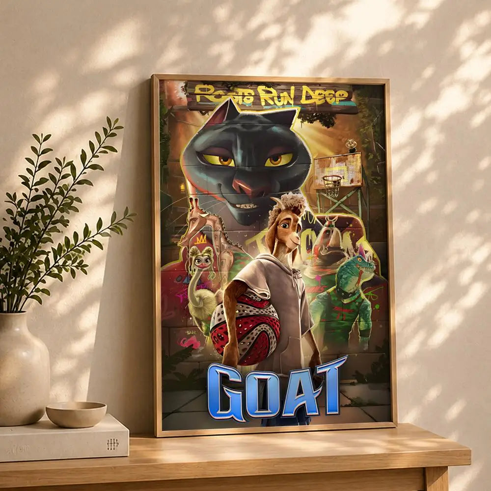 Movie-Goat Poster HD Self Adhesive Waterproof Wall Art Ideal for Home Office Dorm Bedroom Great Gift Peaceful Pleasures Health and Wellness White1 40X50cmNoframe