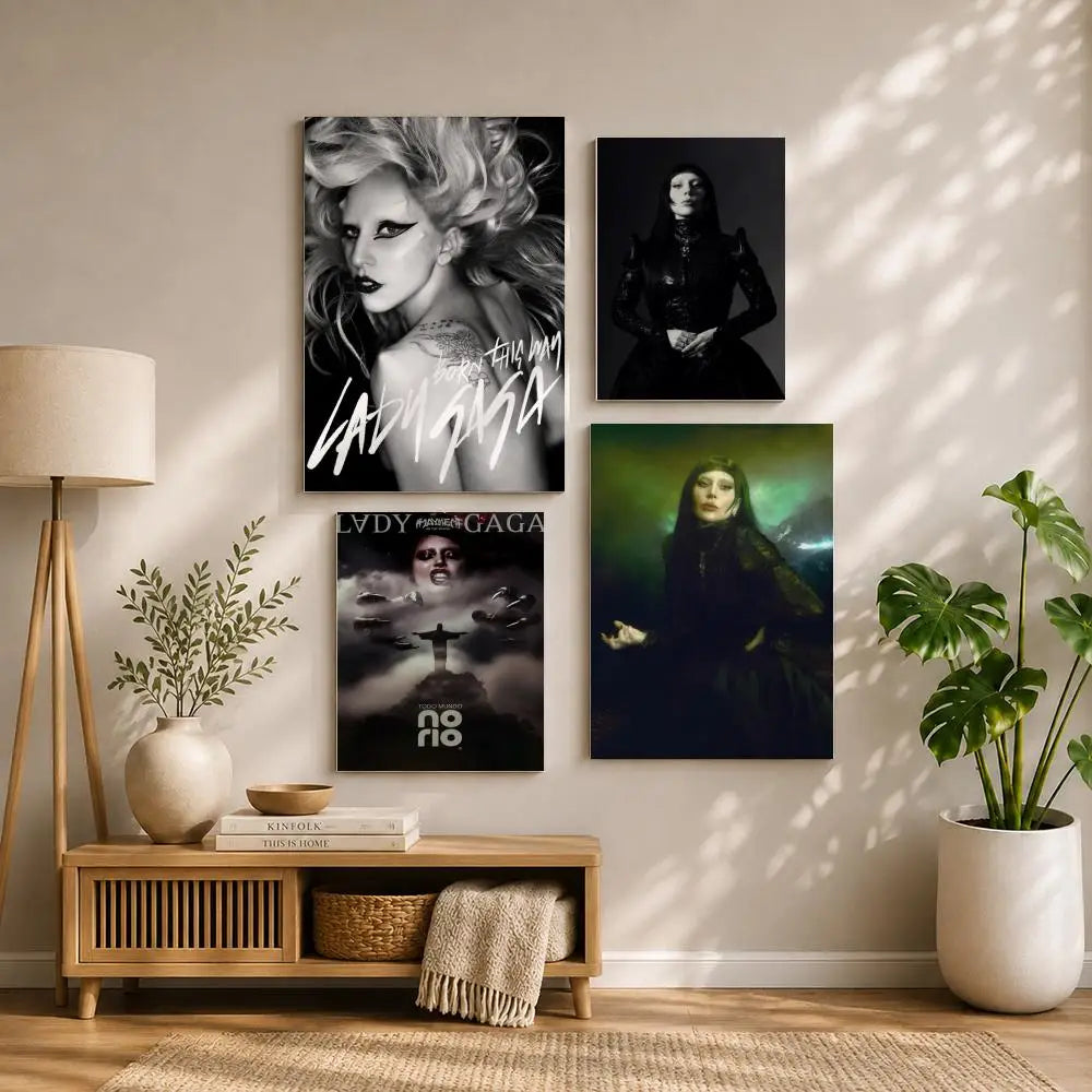Singer L-Lady GagaS Poster HD Self Adhesive Waterproof Wall Art Ideal for Home Office Dorm Bedroom Great Gift Peaceful Pleasures Health and Wellness