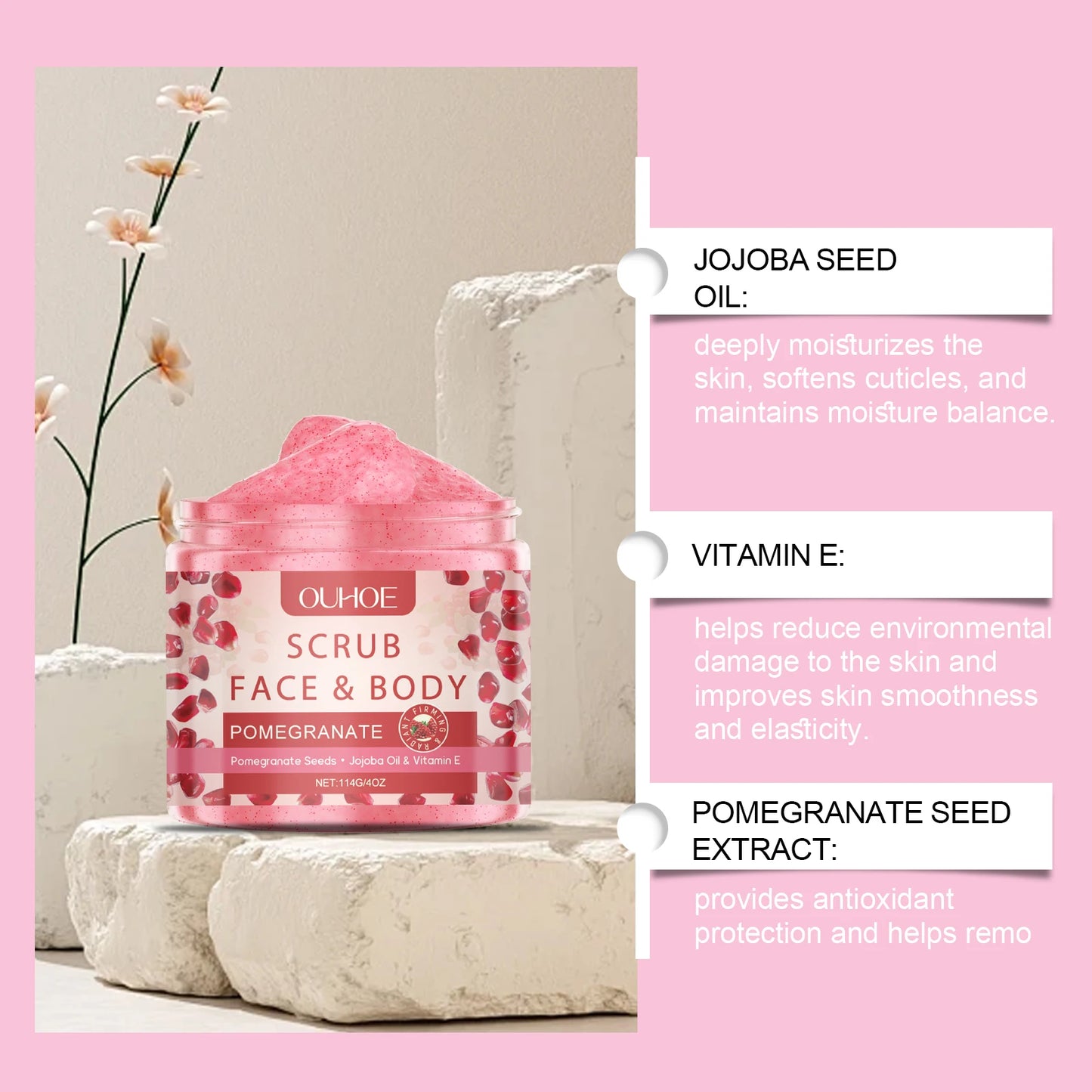 Pomegranate Exfoliating Body Scrub | Moisturizing – 114g