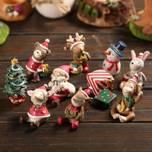 Christmas Cartoon Animal Ornaments Santa Claus Reindeer Resin Crafts Peaceful Pleasures Health and Wellness