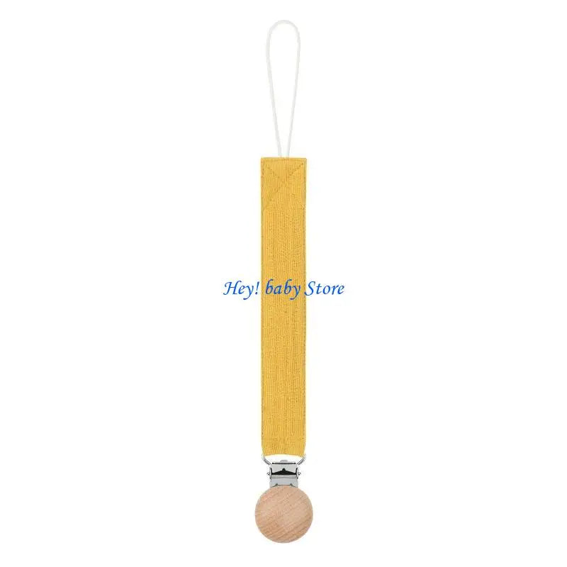 Baby Pacifier Clip Chain Holder | Cotton, Metal & Beech Wood