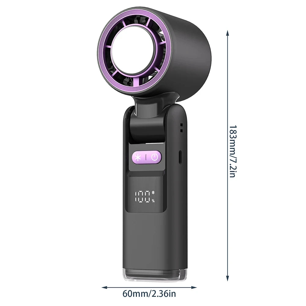 100 Turbos Chilled Ice Sensation Cold Fan Super Mini Turbos Speed Fan USB Powered Digital Display For Outdoor Camping Travel Peaceful Pleasures Health and Wellness