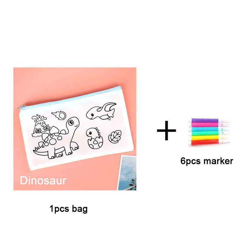 Non Woven Pen Bag DIY Coloring Stationery Kids Students Painting Toys