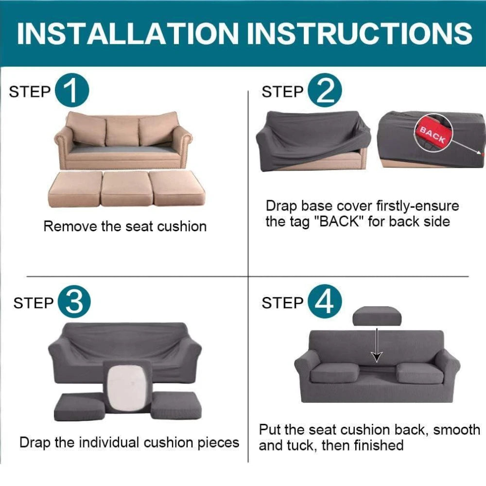 2/3/4/5 Piece Sofa Covers for 1/2/3/4 Cushion Couch Slipcover Soft Stretch Furniture Covers for Dogs Non Slip Sofa Protector Peaceful Pleasures Health and Wellness