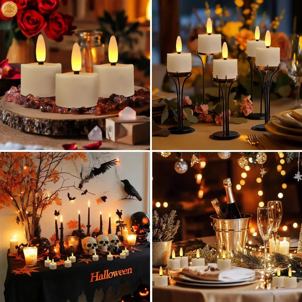 USB Rechargeable Tea Lights with Remote Timer LED Electric Flameless Flickering Candles for Home Table Party Bedroom Decoration Peaceful Pleasures Health and Wellness